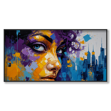Visioni Urbane – Quadro su tela astratto donna moderno orizzontale