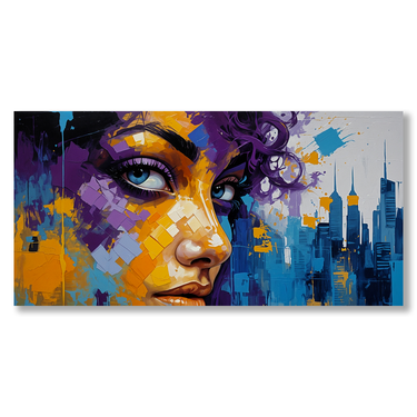 Visioni Urbane – Quadro su tela astratto donna moderno orizzontale