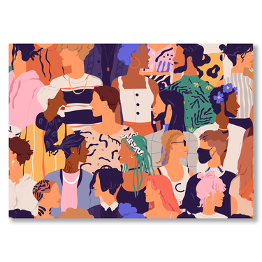 Volti della diversità – Quadro su tela astratto pop art moderno orizzontale