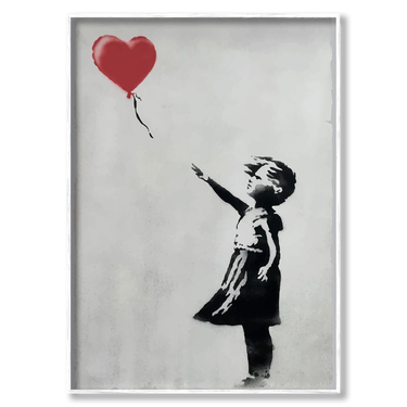 Bambina con palloncino – Quadro su tela riproduzione d'arte street art moderno verticale