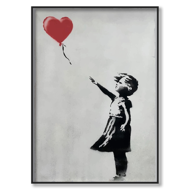Bambina con palloncino – Quadro su tela riproduzione d'arte street art moderno verticale