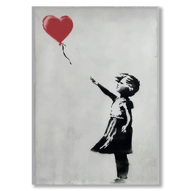 Bambina con palloncino – Quadro su tela riproduzione d'arte street art moderno verticale