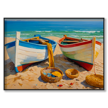 Barche del mediterraneo – Quadro su tela astratto moderno orizzontale