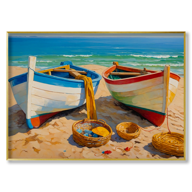 Barche del mediterraneo – Quadro su tela astratto moderno orizzontale