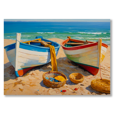 Barche del mediterraneo – Quadro su tela astratto moderno orizzontale