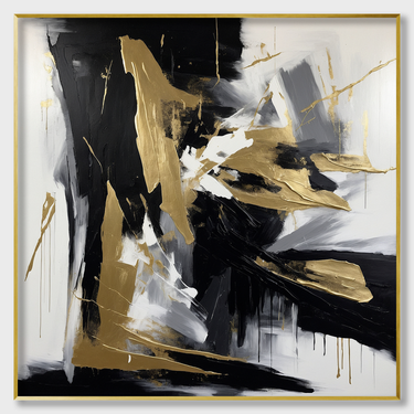 Caos dorato – Quadro su tela astratto pop art moderno quadrato