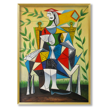 Donna seduta Picasso – Quadro su tela riproduzione d'arte donna verticale
