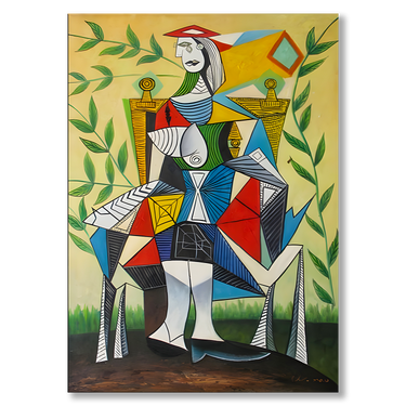 Donna seduta Picasso – Quadro su tela riproduzione d'arte donna verticale