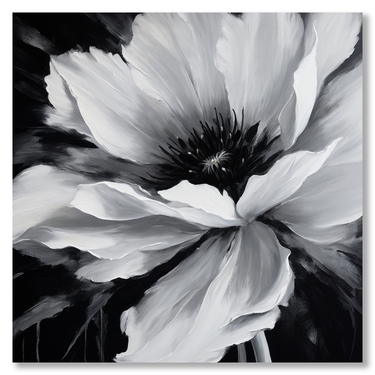 Fiore d'ombra – Quadro su tela astratto fiori moderno quadrato