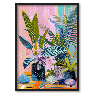 Giungla urbana Pop – Quadro su tela pop art fiori moderno verticale