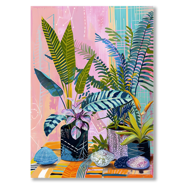 Giungla urbana Pop – Quadro su tela pop art fiori moderno verticale
