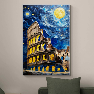 Notte stellata al Colosseo – Quadro su tela astratto pop art moderno verticale