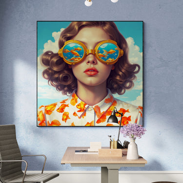 Oltre il Riflesso – Quadro su tela donna quadrato