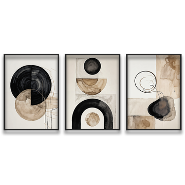 Geometrie in Sospensione – Trittico quadro su tela astratto moderno