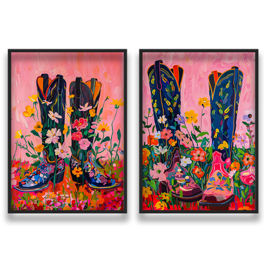 Passi nella Primavera – Quadro su tela in 2 pezzi pop art fiori moderno