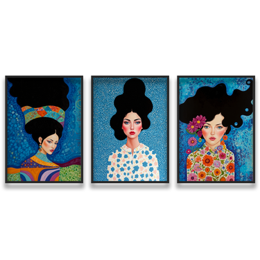 Anime Dipinte – Trittico quadro su tela pop art donna moderno