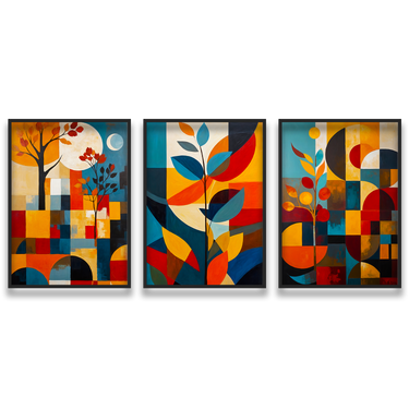 Metamorfosi Cromatica – Trittico quadro su tela astratto fiori moderno