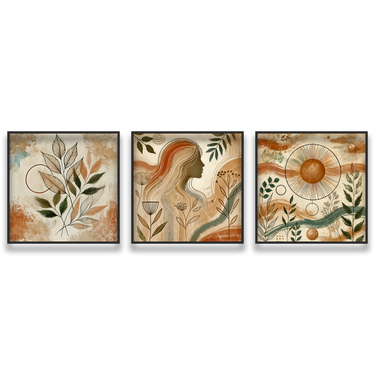 Armonia Botanica – Trittico quadro su tela astratto fiori moderno
