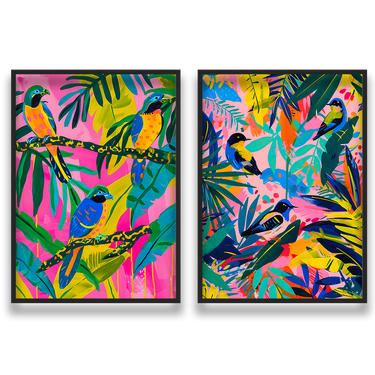 Foresta Pop – Quadro su tela in 2 pezzi pop art fiori moderno