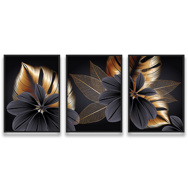 Fioritura Notturna – Trittico quadro su tela fiori