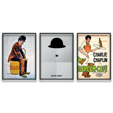 Chaplin: L’Arte del Silenzio – Trittico quadro su tela pop art moderno