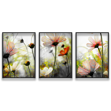 Nebbia Floreale – Trittico quadro su tela fiori