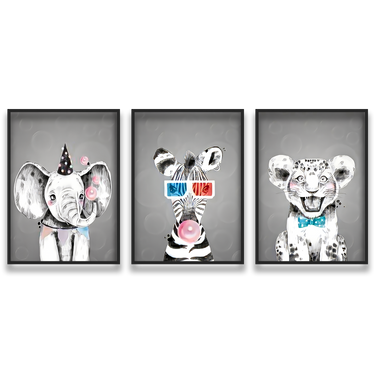 Wild Party – Trittico quadro su tela pop art animali moderno