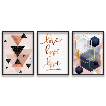 Forme d'Amore – Trittico quadro su tela astratto moderno