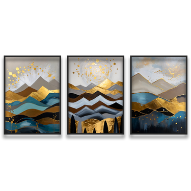 Onde e Cime – Trittico quadro su tela astratto paesaggio moderno