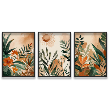 Giardino Silenzioso – Trittico quadro su tela fiori