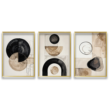 Geometrie in Sospensione – Trittico quadro su tela astratto moderno