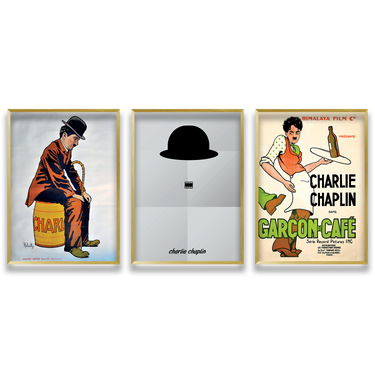Chaplin: L’Arte del Silenzio – Trittico quadro su tela pop art moderno
