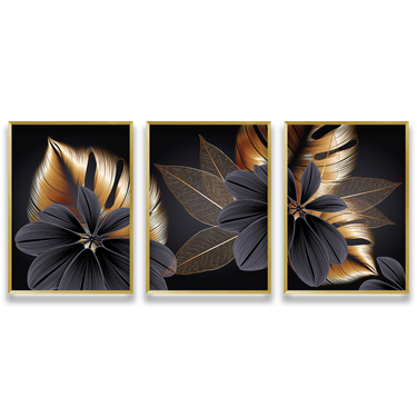 Fioritura Notturna – Trittico quadro su tela fiori