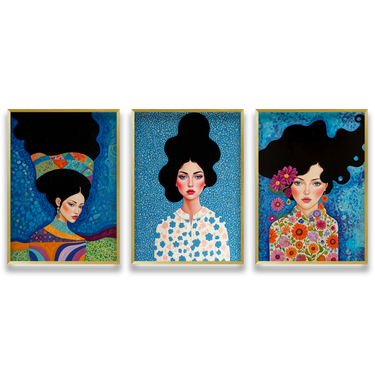 Anime Dipinte – Trittico quadro su tela pop art donna moderno