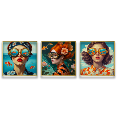 Acquavisione – Trittico quadro su tela astratto donna moderno