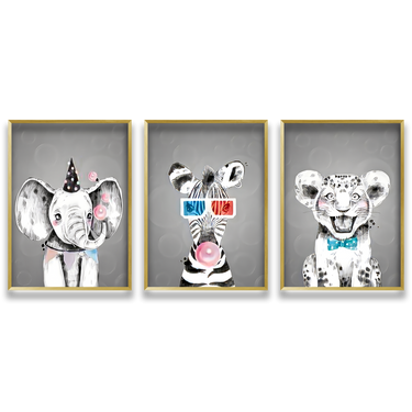 Wild Party – Trittico quadro su tela pop art animali moderno