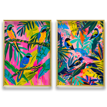 Foresta Pop – Quadro su tela in 2 pezzi pop art fiori moderno