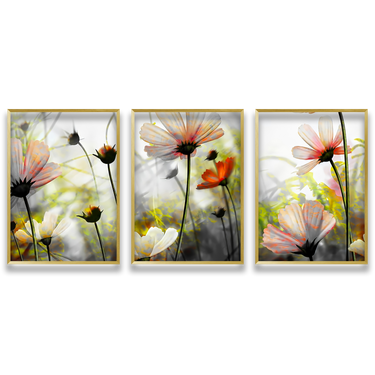 Nebbia Floreale – Trittico quadro su tela fiori