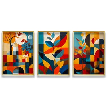 Metamorfosi Cromatica – Trittico quadro su tela astratto fiori moderno