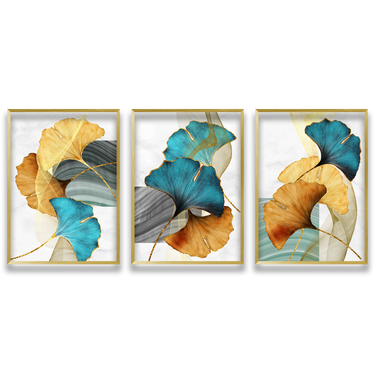 Trame di Ginkgo – Trittico quadro su tela fiori