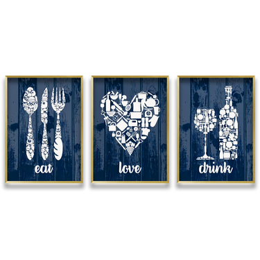 Gioia in Cucina – Trittico quadro su tela astratto moderno