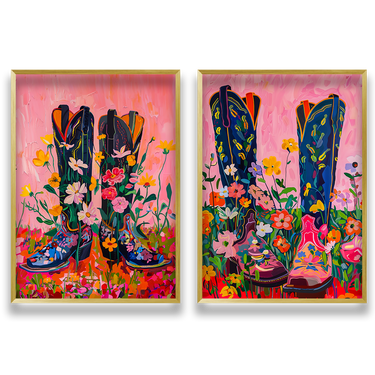 Passi nella Primavera – Quadro su tela in 2 pezzi pop art fiori moderno