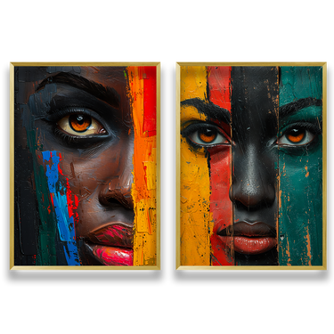 Volti in Frammenti – Quadro su tela in 2 pezzi pop art donna moderno