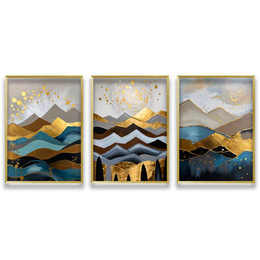Onde e Cime – Trittico quadro su tela astratto paesaggio moderno