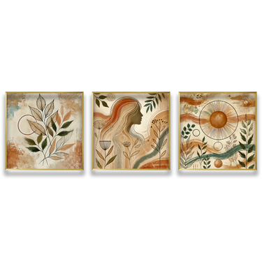 Armonia Botanica – Trittico quadro su tela astratto fiori moderno