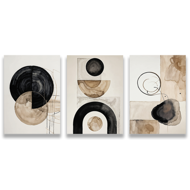 Geometrie in Sospensione – Trittico quadro su tela astratto moderno