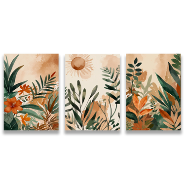 Giardino Silenzioso – Trittico quadro su tela fiori