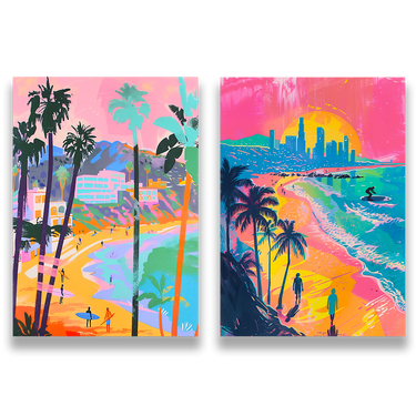 Cali Dream – Quadro su tela in 2 pezzi pop art paesaggio moderno