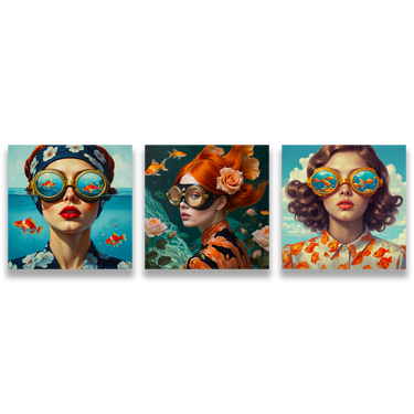 Acquavisione – Trittico quadro su tela astratto donna moderno