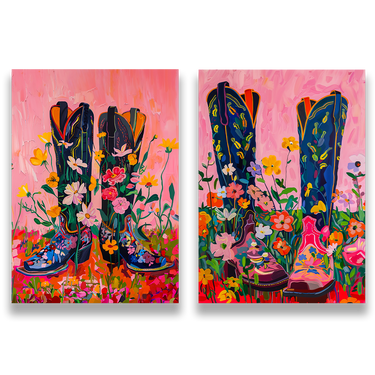 Passi nella Primavera – Quadro su tela in 2 pezzi pop art fiori moderno